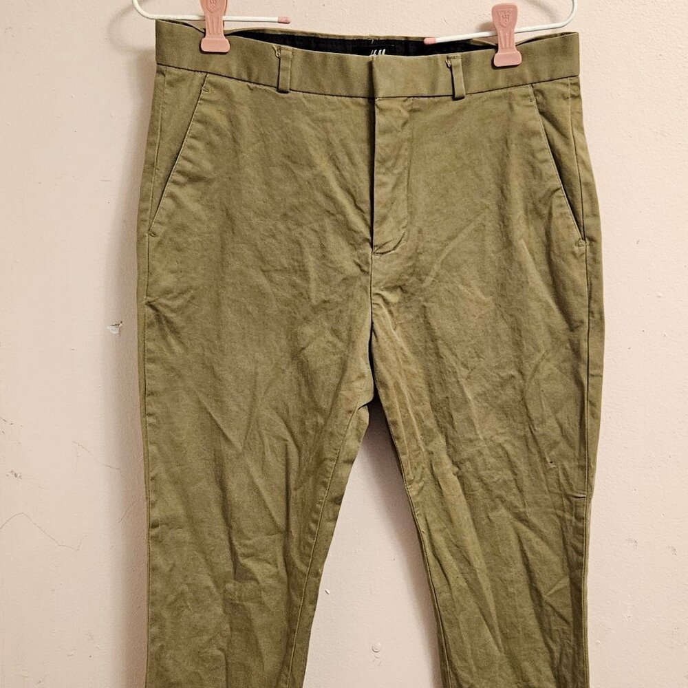 MENS 32R OLIVE GREEN DRESS PANTS